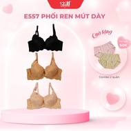 Breast augmentation bra with thick foam, lace, cleavage shaping, flexible frame, 3 hooks E557 | 12 H