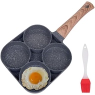 yarlung 4-Cup Fr Egg Frying Pan with Brush for Oil, Non-stick Poached Egg Pan Pancake Skillet for Bu