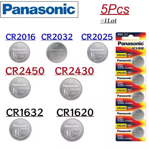 5Pcs Original Panasonic CR2032 CR2025 CR2016 CR1632 CR1620 CR2450 CR2430 Battery Button Cell DL2032 