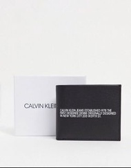 美國品牌🇺🇸 Calvin Klein正品/CK精品 英文字牛皮真皮男皮夾/短夾/零錢包（黑色）