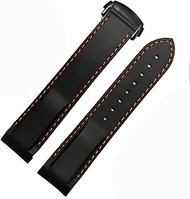 GANYUU Curved End Rubber Silicone Watch Bands For Omega Seamaster 300 Speedmaster Strap 20mm 22mm Brand Watchband (Color : Black orange-black, Size : 22mm)