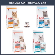 GUN PET Reflex Cat Dry Food Repack 1kg Kitten Adult Salmon Chicken Sterilised Anchovy Cat Makanan Ku