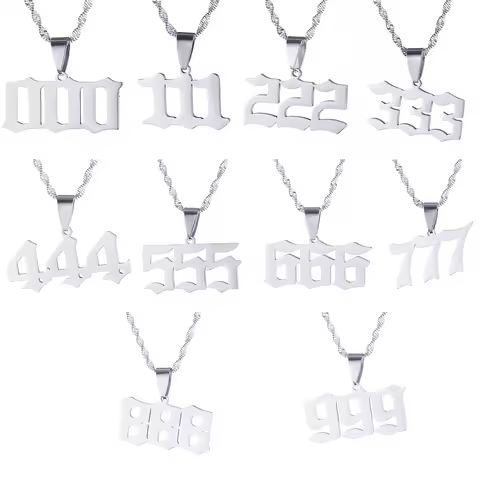 Stainless Steel Angel Number Necklace 111 222 333 444 555 666 777 888 999 For Women Men Lucky Number
