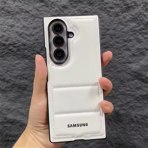 Luxury Down Jacket Phone Case For Samsung Galaxy Z Fold 7 6 5 5G ZFold7 Fold6 2-piece Set Soft Shock
