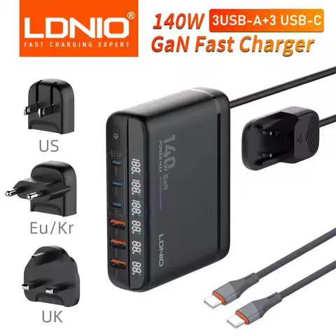 LDNIO GaN 140W Turbo Usb Charger Type C Ultra-fast Charging For Phone/Laptop/Pad MacBook Iphone 15 X