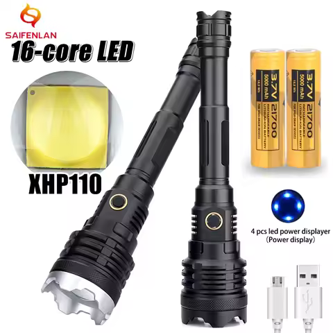 XHP160 Powerful Flashlight Torch 21700 Battery 10000mah Rechargeable XHP Led Flashlight Tactical Fla