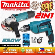 【Clearance Price】MAKITA Original 2 in 1 Electric Drill and Angle Grinder Makita 2Pcs Grinder With Dr