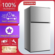 ✒►∋SHANBEN Two doors small 4.8Cu ft refrigerator chilled frozen home dormitory office rental apartme