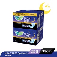 Laurier Night Safe with Safety Gather 35cm Side Gather (2x8's) Diamond Surface Ultra Absorbent