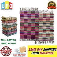 Indoor/Outdoor Hand-Woven Reversible Cotton Rug | Handmade Chindi Rug | Multicolor Accent Rug - 40x6