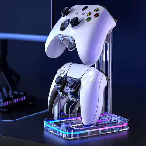 RGB Gamepad Rack Stand Space Saving Desk Mount Controller Display Stand Removable Anti-Slip Anti-Scr