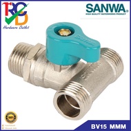 SANWA สต็อปวาล์ว มินิบอลวาล์ว ซันวา 3 ทาง mini ball valve 3 way 4 หุน 1/2" ผผผ. (MMM)