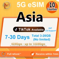 Asia 10 Countries eSIM 5G High Speed 7-30 Days | Unlimited Data | Southeast Asia eSIM | Instant Deli