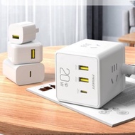 PISEN LH KF02 MULTI-FUNCTIONAL smart power outlet 2500W 2 USB A PORT QC3.0 1 USB C PORT 20W 3 AC pho