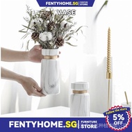 [kline]Modern Creative Vase Ceramic White Marble with Gold Lining Vase Home Living Room Bedroom Office Creative Decorative Vase