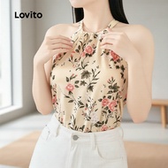 Lovito Boho Top Belakang Bertali Gaya Resort Baju Wanita Musim Bunga/Panas L137ED657