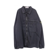 【二手】Stone STONE ISLAND拉鍊式襯衫外套，成衣染色，7315107WN，黑色棉質襯衫夾克，男士款。