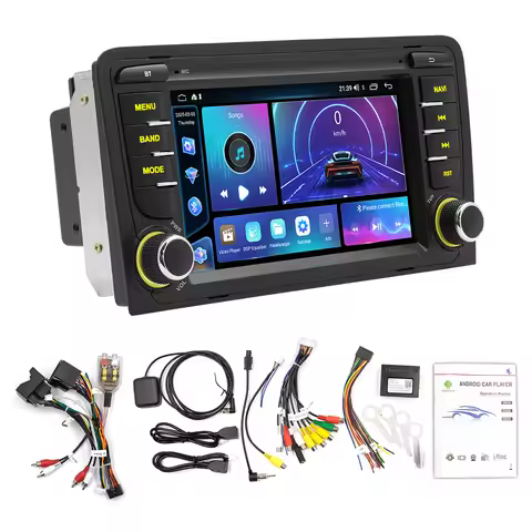 Android 13 7 Inch 2GB+64GB Navigation for Audi A3 2003-2012 Colorful Lights Bluetooth 5.1 DAB RDS GP