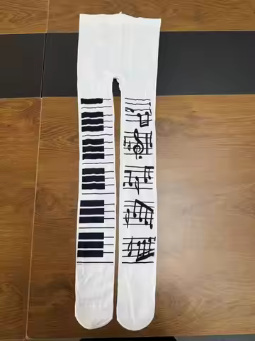 Women's tights, stockings, piano music elements, printed Korean Y2K Japanese style, elastic stocking