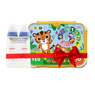 Kids Hits Tiger Quiz Touch Pad and Pigeon RPP Blue Bottle 240ml (M) Twin Pack