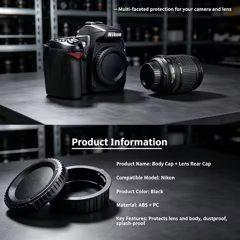 2026 Hot Camera Body Cap & Rear Lens Cover for Nikon F Mount D750 D850 D810 D7000 D90 D3200 D5300 FM