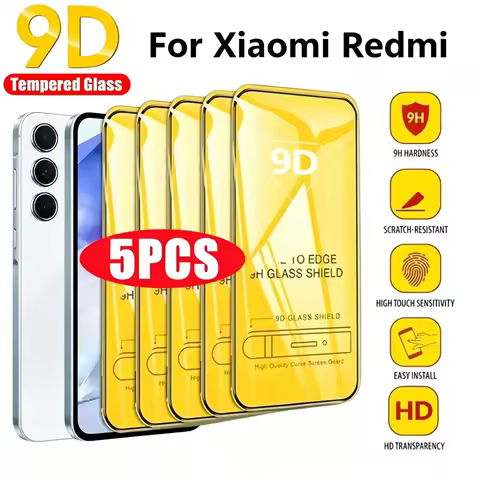 1-5PCS 9D HD Tempered Glass For Xiaomi Redmi Note 15 Pro 14 13 12 11 10 Pro 9S 10S 11S 14S 13C 14C 1