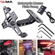 Universal Motorcycle License Plate Holder LED Lights Adjustable Rear Fender Yamaha Bws sniper155