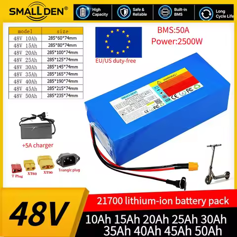 21700 48V 50Ah 45Ah 20Ah 25Ah 30Ah 35Ah 40Ah 15Ah 10Ah Lithium battery pack 2500W High Power BMS EU/