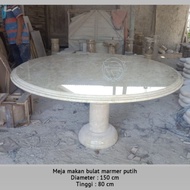 PUTIH White Marble Stone Round Dining Table 150x80