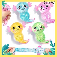 YOHII Squishy Stress Glitter, Sugar Filled Cute Shape Axolotl Squishy Toys, Cute Soothing Texture Gl