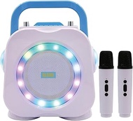 KBQ Kids Karaoke Machine with 2 Microphones, Bluetooth Portable Wireless Karaoke Speaker Player Home Karaoke System for Children and Adults (Light Blue)