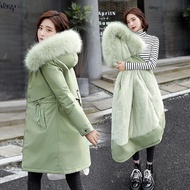 Europe and the United States new women's cotton jacket winter long paragraph large fur collar plus down cotton jacket down cotton jacket jacket
