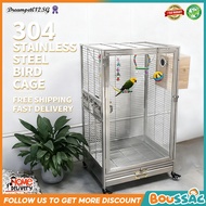 BOUSSAC Stainless Steel Bird Cage 304 Grade Splash-Resistant Glass Parrot Cage Large Bird Cage Acces