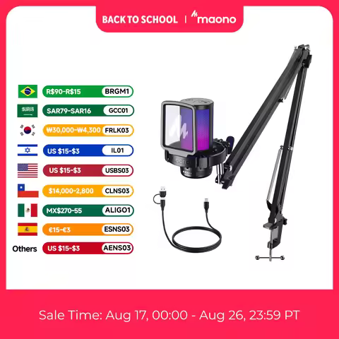 MAONO DGM20S USB Microphone Gaming Mic Condenser Mic RGB USB Mic with Mic Gain and Noise Reduction S