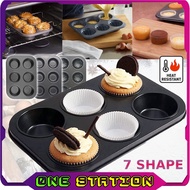 Muffin Tray Cupcake Baking Tray 6 Slot Cupcake Mould Non-Stick Cup cake Tray Cookie Mold Carbon Stee