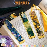 WEY Reading Book Clip, Oil Painting Hollow Metal Bookmark, High Quality Metal Sunflower Lotus Book P