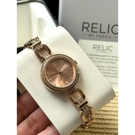 🇺🇸✈️Relic by Fossil US Leah Rose Gold-tone w/mineral crystal Stainless Steel Case Women’s Watch!