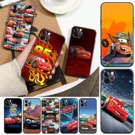 Phone Case for Apple iPhone 11 12 13 Pro Max Mini Soft Black Silicone Case Cover Cartoon Cars Lightn
