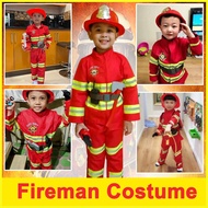─ ➵ ☈ Fireman Costume for Kids Birthday Theme Suit for Boy Girl Career Day Guidance Costume with Ha