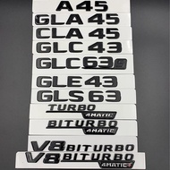 ABS Car Sticker Trunk Badge Letters A45 GLA45 CLA45 GLC43 GLE43 GLS63 V8 BITURBO 4MATIC Emblem Logo 