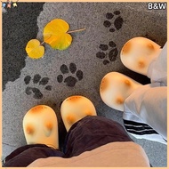 B&W Women's Plush Cat Slippers - Warm Fleece Lining, Waterproof EVA for Indoor Winter Comfort