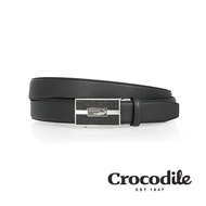 Crocodile 鱷魚皮件 真皮皮帶 自動穿扣 紳士皮帶 32MM-0101-42006-黑色/ 黑色/ 44吋