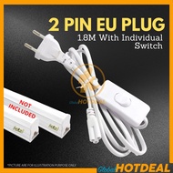 1.8M 3 Pins EU Switch Cable Wire LED T8 / T5 Connector 3 Pin Lamp Wiring Light Connector Plug Wiring
