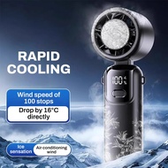 S17 Handheld Ice Fan Semiconductor Folding Ice Cooling Fan 100-Gear Adjustable LED Digital Display T