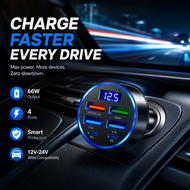 Pd 6-port USB C 100w Car Charger Digital Display Fast Charging for Car