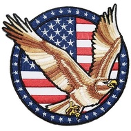 美國 老鷹向右 (咖啡色) 電繡刺繡布章 貼布 布標 燙貼 徽章 肩章