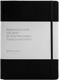Escoda Travel Journal Series Portrait Watercolor Paper Journal, 8.27" x 11.7", 95 lb. / 200 GSM Cold Press, 60 Pages