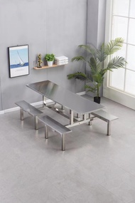 โต๊ะอาหารเหล็กกล้าหนา 8 ที่นั่ง ชุดเก้าอี้ โต๊ะอาหารแบบแยกส่วน โต๊ะอาหารแบบเคลื่อนที่ โต๊ะอาหารแบบมี