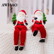 [AWHAO] Santa Claus Figurine Christmas Santa Resin Ornament Long Leg Santa Doll Cute Santa Sculpture