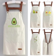 Oil-Resistant Bare Apron With Pockets For Kitchen Cooking Avocado Print Minimalist Style